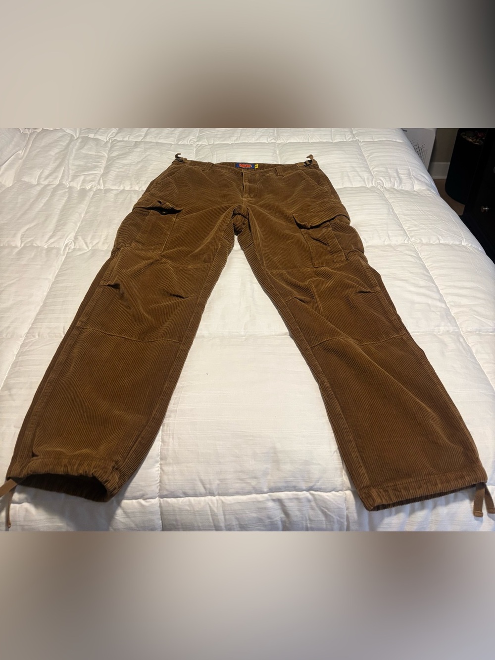 Empyre Corduroy Cargo Khaki Color Double Knee Baggy Pants Size 36 x 32 No flaws